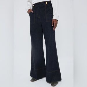 Tuckernuck x India Hicks Wide Leg Jeans Size 8 NWT High Rise Dark Wash $198